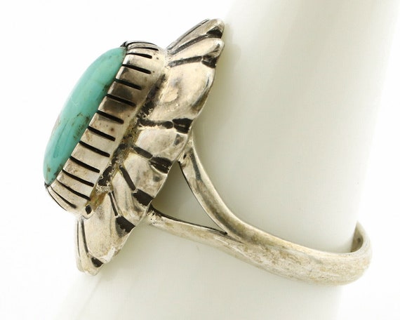 Navajo Ring .925 Silver Green Turquoise Artist Si… - image 5