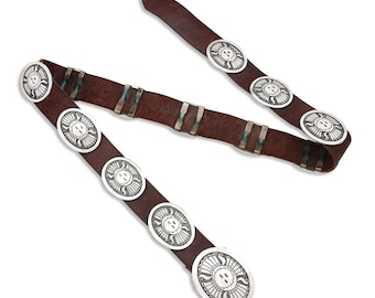 VTG Unworn Navajo Benny Benally .925 Silver Handmade Concho Belt
