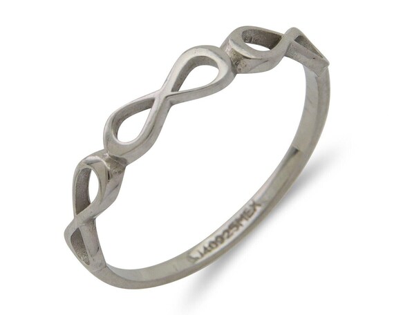 Infinity Heart Promise Ring 925 Solid Silver Size… - image 1
