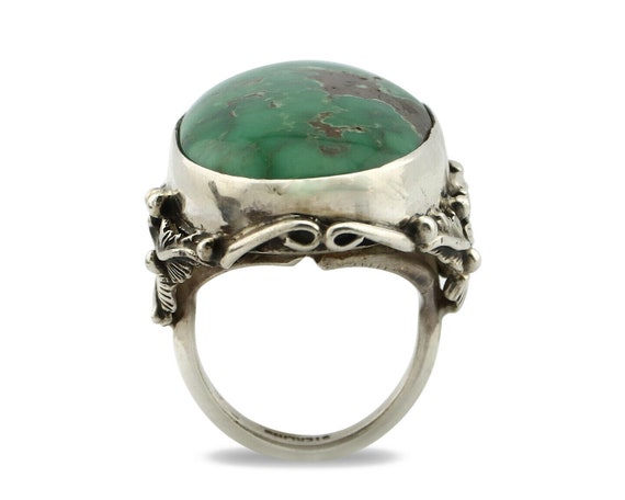 Navajo Ring .925 Silver Natural Green Turquoise N… - image 3