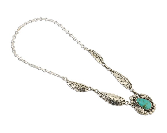 Navajo Necklace 925 Silver Green Turquoise Artist… - image 2