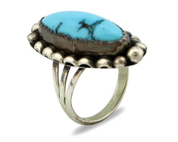 Navajo Ring .925 Silver Natural Blue Turquoise Ar… - image 2