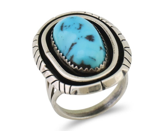 Navajo Ring 925 Silver Sleeping Beauty Turquoise … - image 1