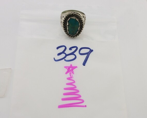 Mens Navajo Ring 925 Silver Turquoise Artist Sign… - image 9