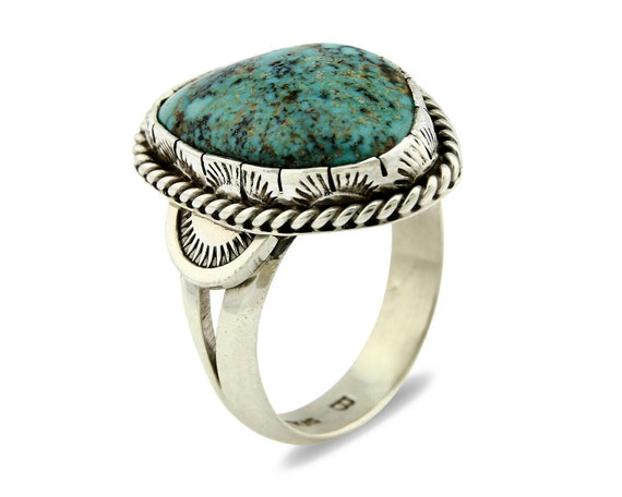 Navajo Turquoise Ring .925 Silver Handmade Signed… - image 2