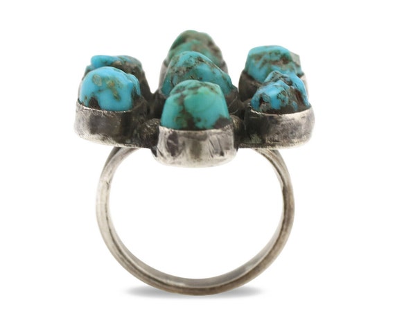 Navajo Old Pawn Ring .925 Silver Kingman Turquois… - image 3
