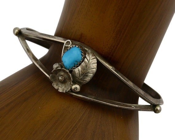 Navajo Bracelet .925 Silver Sleeping Beauty Turqu… - image 1