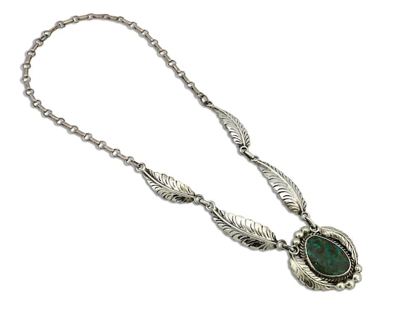 Navajo Necklace 925 Silver Blue Diamond Turquoise… - image 2