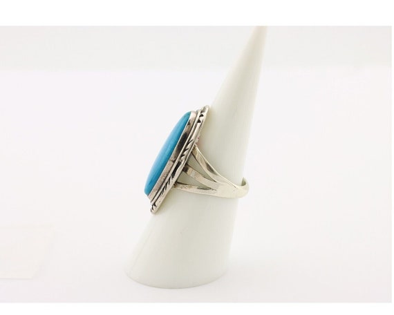 Navajo Ring 925 Silver Blue Gem Turquoise Native … - image 5