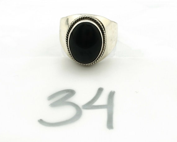 Navajo Ring .925 Silver Handmade Black Onyx Nativ… - image 9