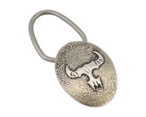 Navajo Skull Key Chain .925 Silver Handmade Artist