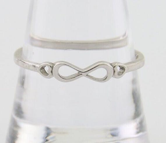 Infinity Heart Promise Ring 925 Solid Silver Size… - image 4