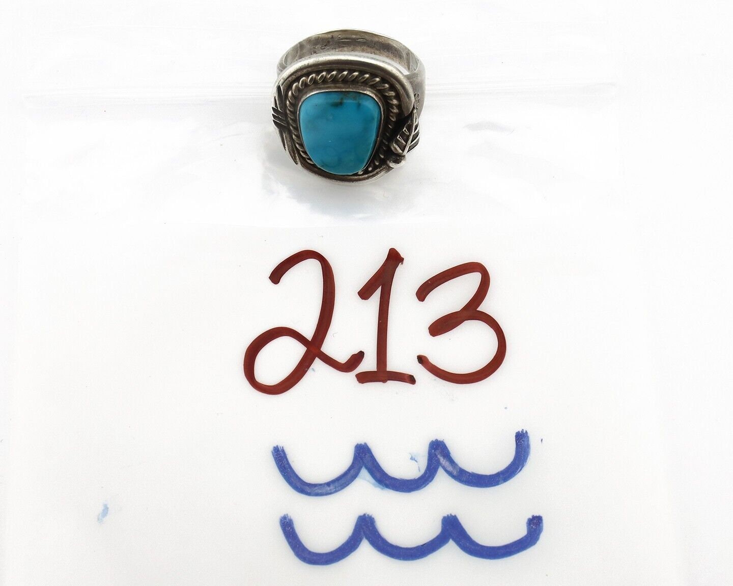 Navajo Ring 925 Silver Natural Mined Blue Gem Turquoise