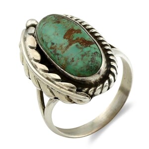 Navajo Ring .925 Silver Turquoise Mountain Signed Artist Apache C.80's