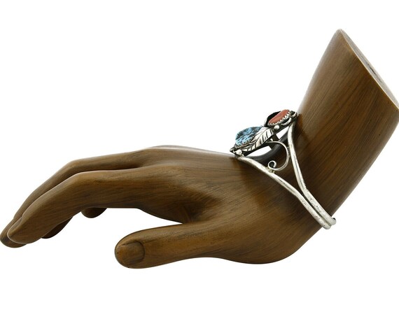 Women's Navajo Bracelet .925 Silver Turquoise & R… - image 3