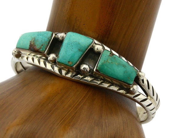 Navajo Turquoise Bracelet .925 Silver Handmade Signed Artist Navajo Turquoise Bracelet .925 Silver Handmade Signed Artist
