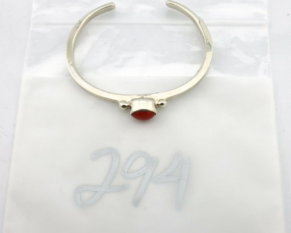 Navajo Bracelet .925 Silver Red Mediterranean Cor… - image 9