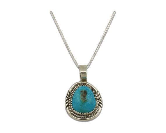 Navajo Necklace 925 Silver Kingman Turquoise Sign… - image 1