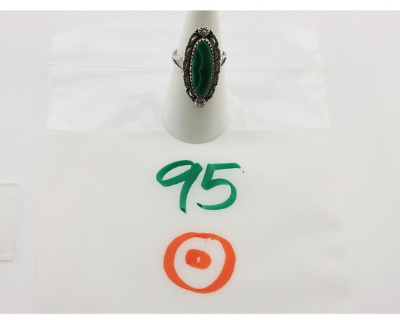 【Ron Herman】Navajo Silver 925 sterling刻印 Navajo Ring .925 Silver Malachite Hand Stamped Signed Herman Lee C