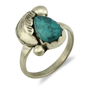 Zuni Ring 925 Silver Spiderweb Turquoise Artist Signed Simplicio C.80's