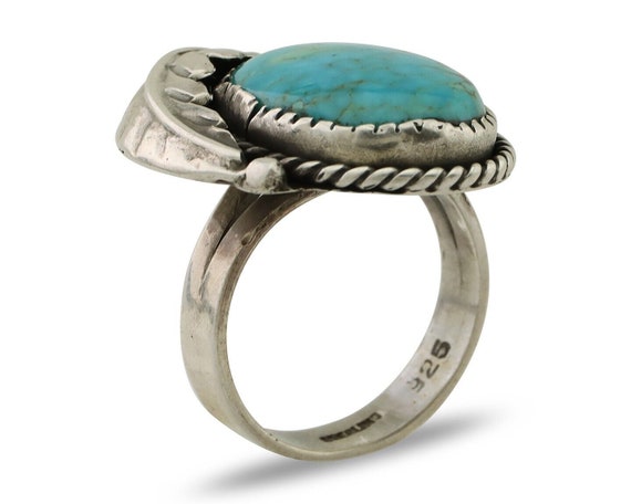 Navajo Ring 925 Silver Spiderweb Turquoise Native… - image 2