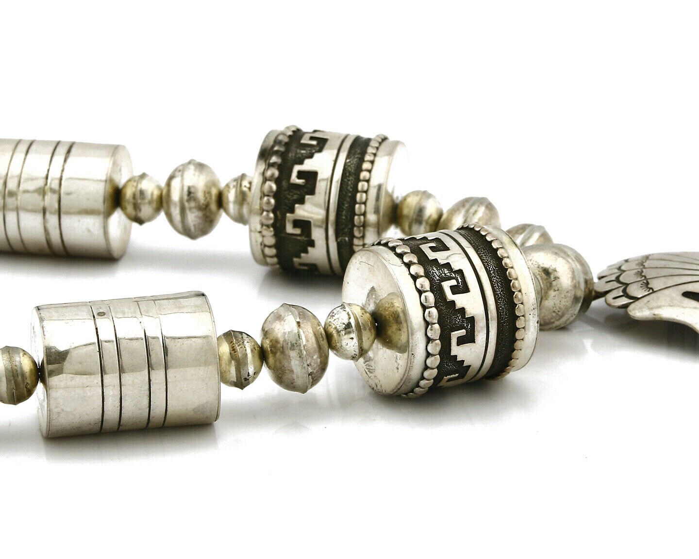 Navajo Large Barrel Necklace .925 Silver C.80's Signed NW Etsy