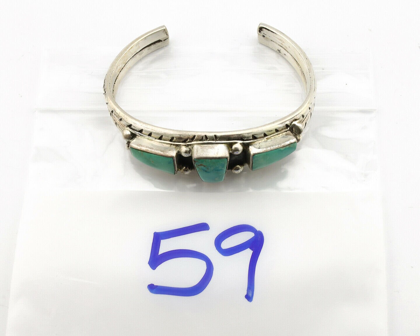 Navajo Bracelet .925 Silver Blue Green Turquoise Artist