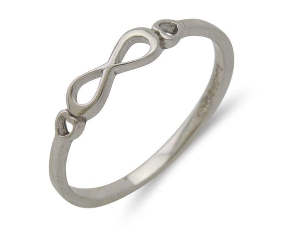 Infinity Heart Promise Ring 925 Solid Silver Size… - image 1