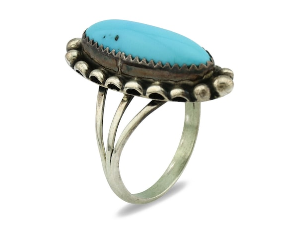 Navajo Ring .925 Silver Natural Blue Turquoise Ar… - image 2