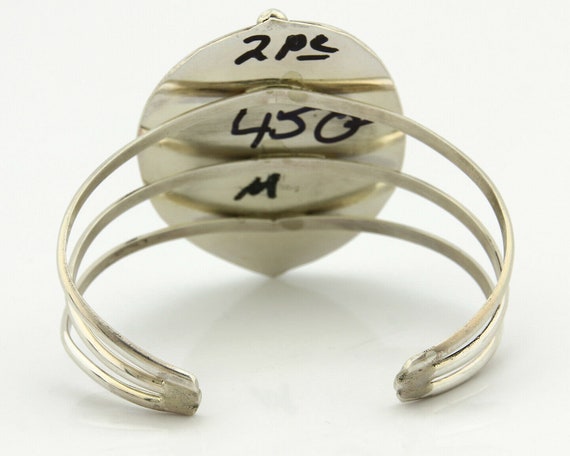 Navajo Malachite Bracelet SOLID .925 Silver Signe… - image 6