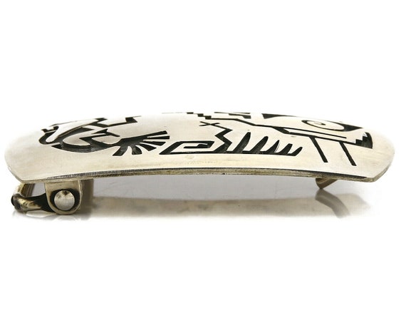 Navajo Belt Buckle .925 SOLID Sterling Silver Han… - image 5