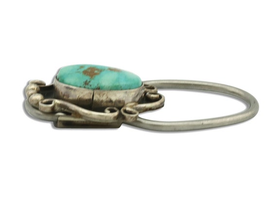 Navajo Key Chain .925 Silver Fox Mine Turquoise N… - image 2