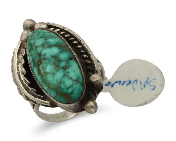 Navajo Ring 925 Silver Spiderweb Turquoise Native… - image 1