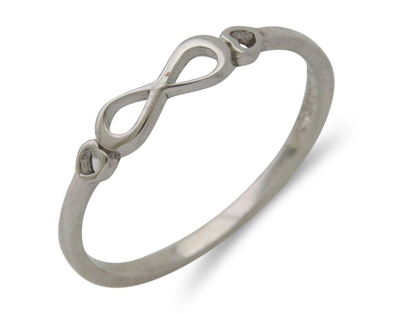 Infinity Heart Promise Ring 925 Solid Silver Size… - image 1