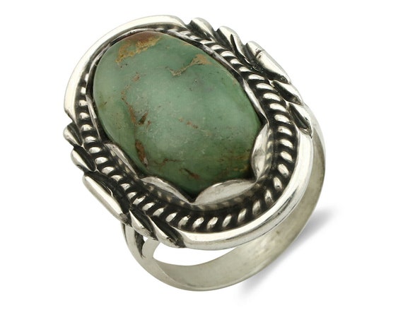 Navajo Ring .925 Silver Natural Green Turquoise S… - image 1