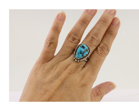Navajo Handmade Ring 925 Silver Turquoise Signed … - image 8