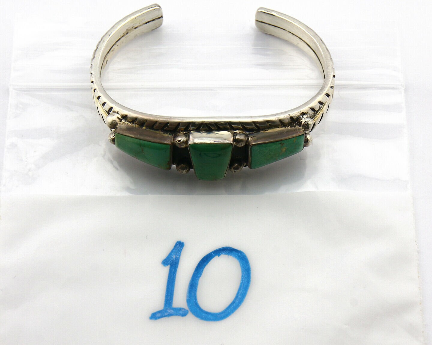 Navajo Turquoise Bracelet .925 Silver Handmade Signed Artist