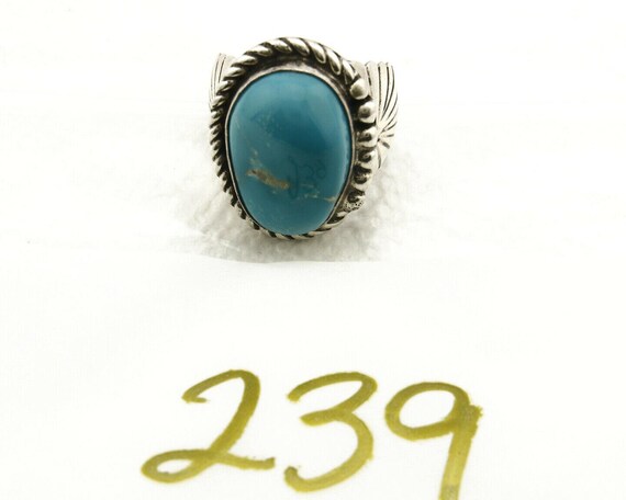 Navajo Ring .925 SOLID Silver Globe Turquoise Sig… - image 9