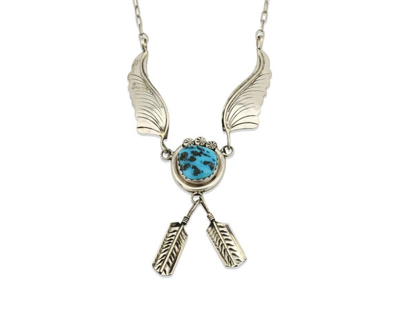 Navajo Necklace .925 Silver Sleeping Beauty Turqu… - image 1