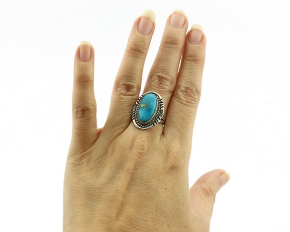 Navajo Ring .925 Silver Turquoise Signed M Begay … - image 8