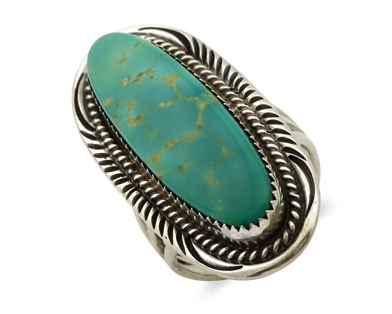 Navajo Ring 925 Silver Natural Mined Turquoise Ar… - image 1