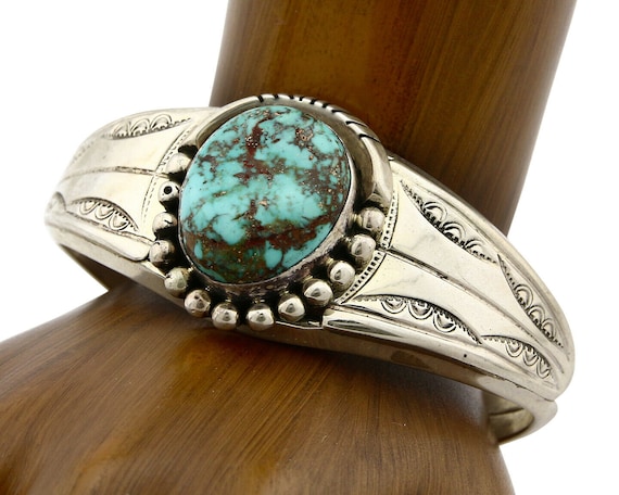 Navajo Bracelet .925 Silver Royston Turquoise Art… - image 1