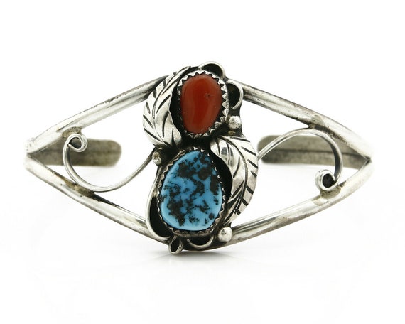 Women's Navajo Bracelet .925 Silver Turquoise & R… - image 4