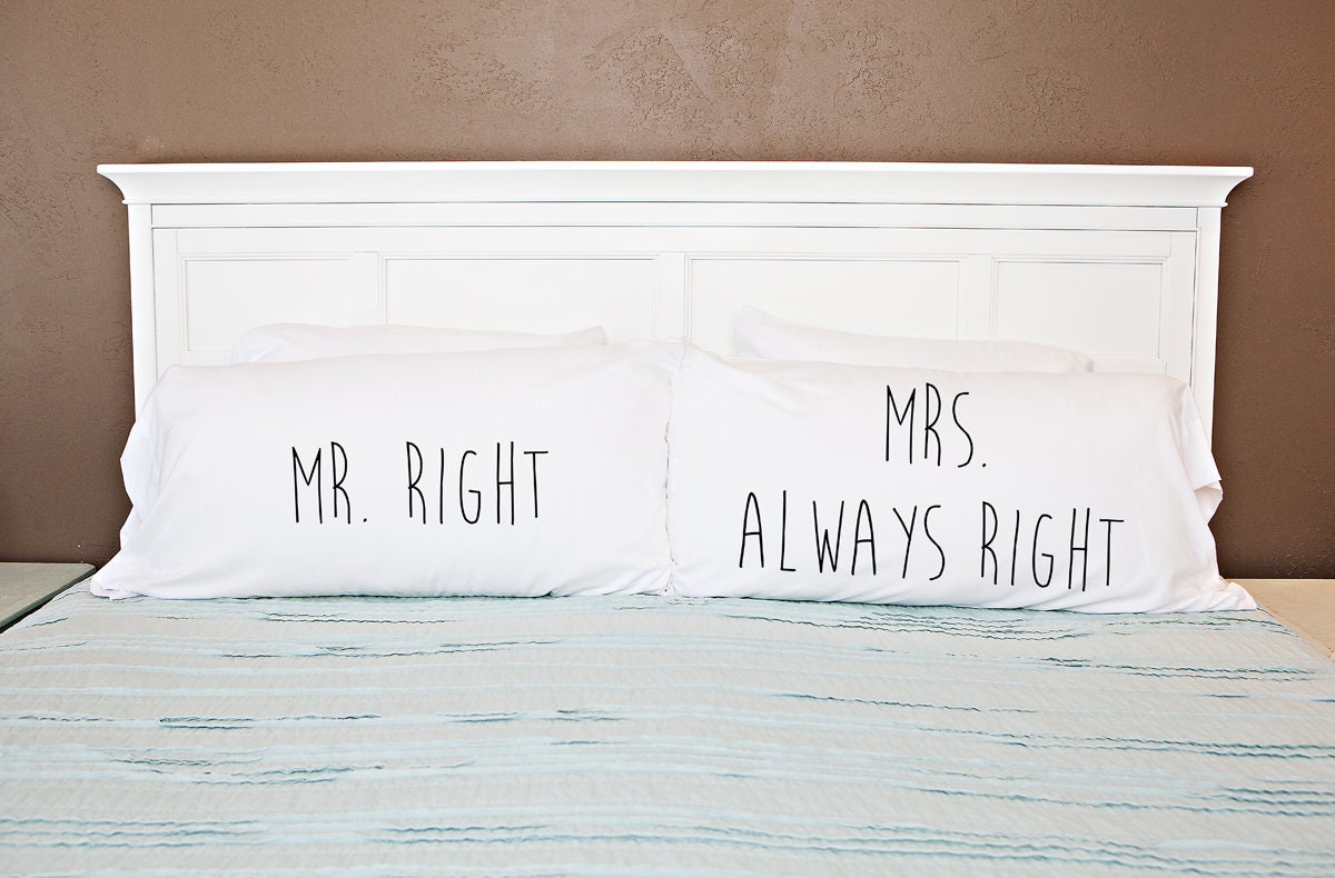 Mr Right Mrs Always Right Pillowcase Set Etsy