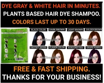 Herbal Hair dye shampoo-color gray and white hair in minutes-women and men-all hair types-colors last up to 30 days