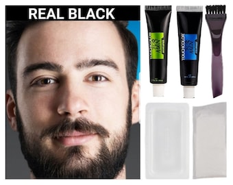 Real Black Beard Moustache Sideburns Hair dye cream kit-color hair in minutes-long lasting color