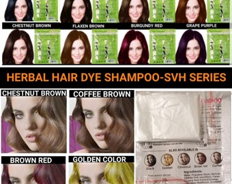 10 Pcs Golden Brown Herbal Hair dye shampoo-dye gray hair in minutes-women and men-permanent long lasting hair dye colors