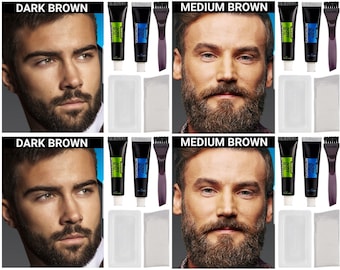 Dark brown and Medium brown Beard moustache sideburns hair dye cream color gray hair in minutes