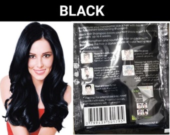10 Sachets Black Herbal hair dye shampoo-color gray and white hair in minutes-women and men-color last up to 30 days