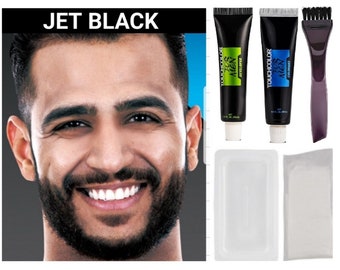 Jet Black Beard Moustache and Sideburns Hair dye cream kit-dye gray beard in minutes-long lasting color